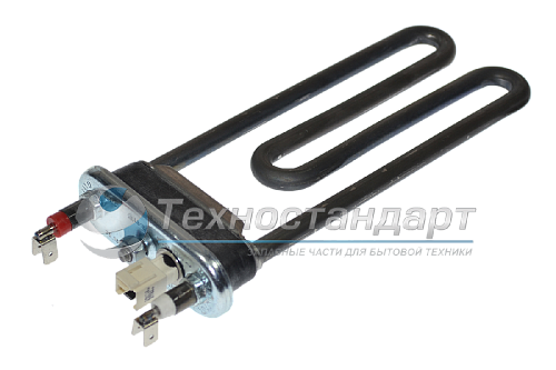 Тэн 1600W, прямой, с датчиком, L=175 мм, l=11 мм,  резинка c "юбкой", для LG,  Candy, код 41041525, 41035057, сдвоенные клеммы, Thermowatt